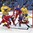 BUFFALO, NEW YORK - DECEMBER 31: Russia's Vladislav Syomin #26 gets tangled up with Sweden's Fredrik Karlstrom #17 whileNikolai Knyzhov #22 keeps close watch on Isac Lundestrom #20 while Vladislav Sukhachyov #30 reaches out in attempt to make the save during preliminary round action at the 2018 IIHF World Junior Championship. (Photo by Matt Zambonin/HHOF-IIHF Images)

